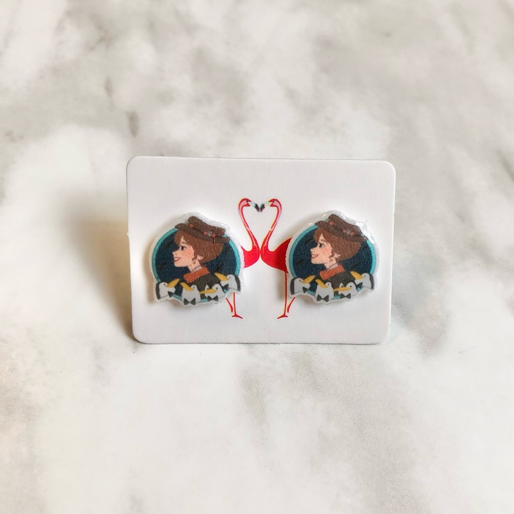 🎉 New Handmade Mary Poppins & The Penguin Waiters Earrings